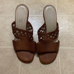 Fx leather brown heels